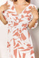 Double Take Printed Surplice Balloon Sleeve Dress